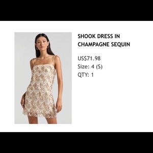 Showpo fringe (shook dress) in champagne